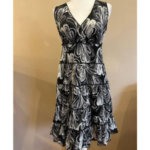 Style & Company Black and White Pattern Dress, Size M